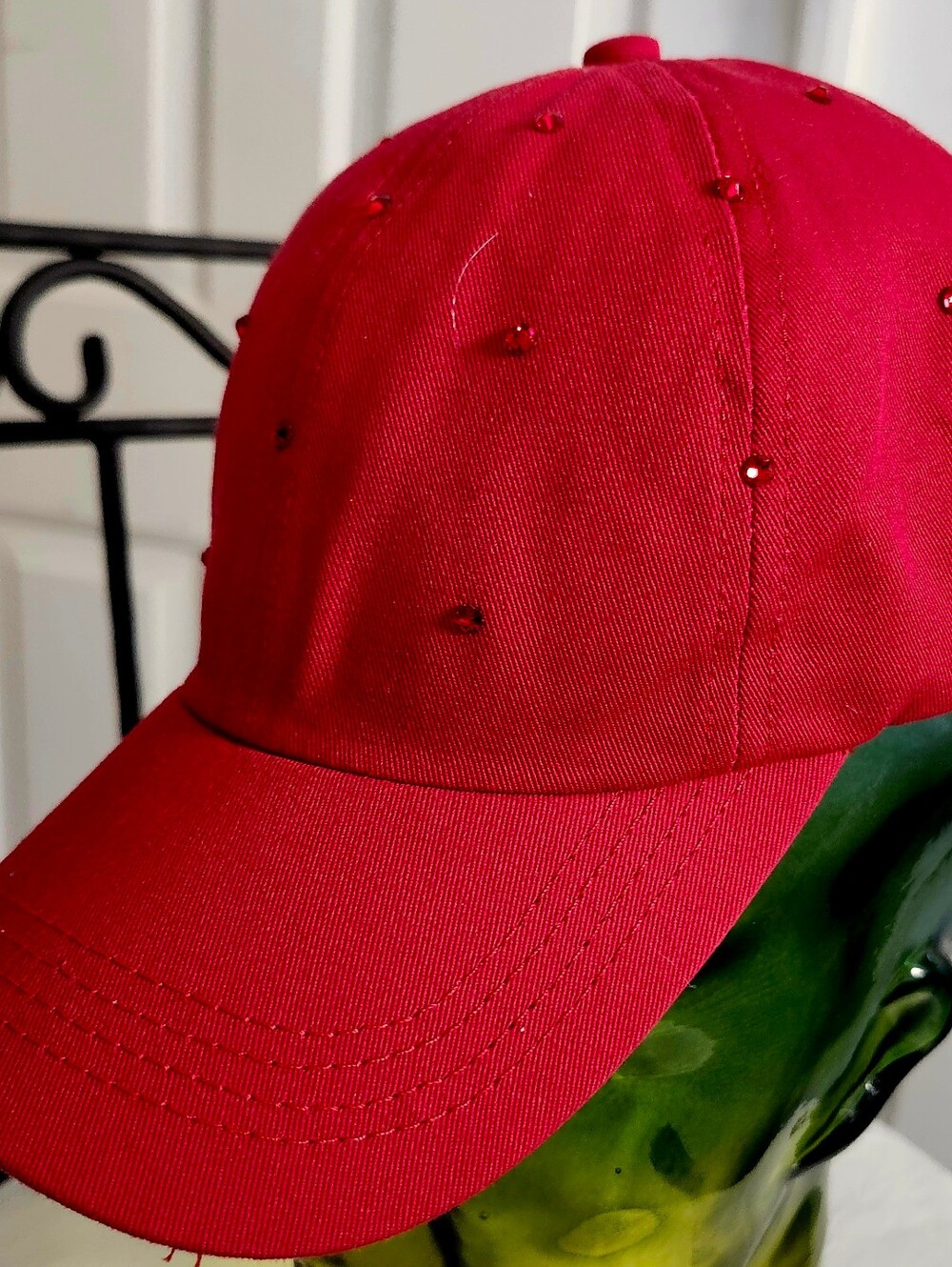 ‼️Women's Baseball Hat in Red with Swarovski Elements